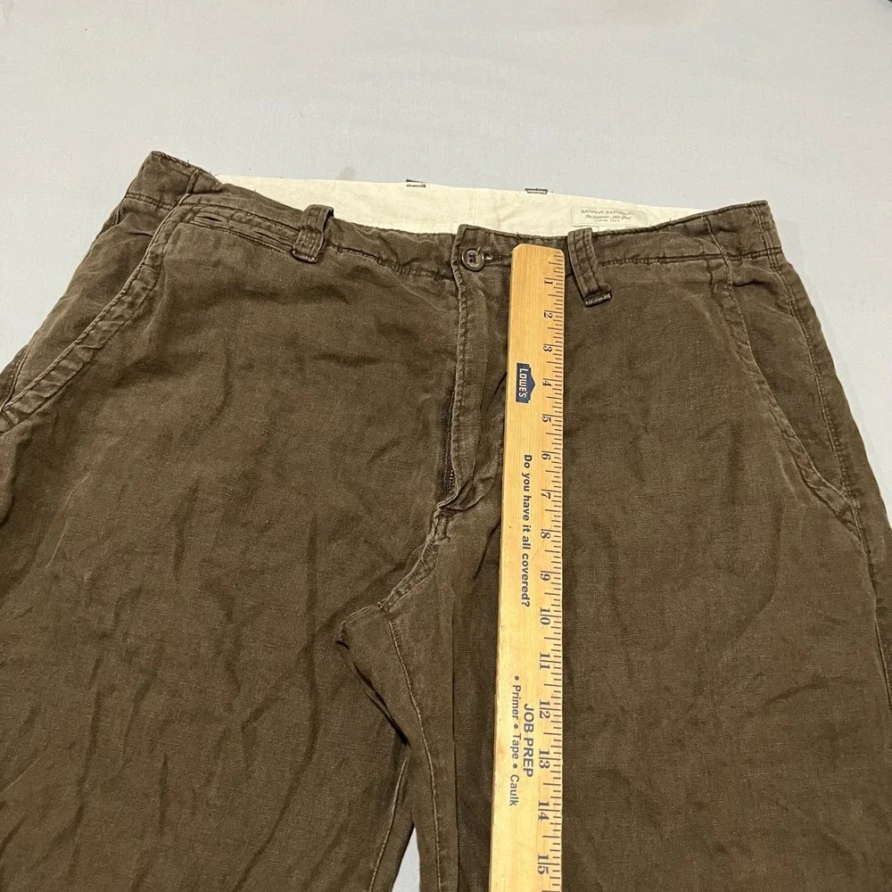 Banana Republic Mens Brown Pure Linen Comfort Relaxed Wide Leg Pants 34x30